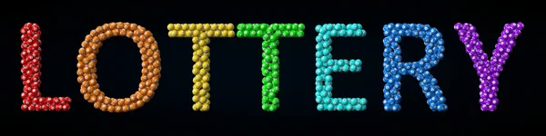 Texto de loteria com bolas de loteria — Fotografia de Stock