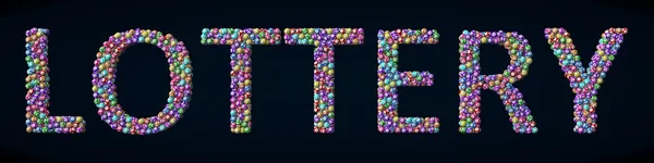 Lotteri text med lotteri bollar — Stockfoto