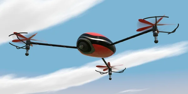 Flying triocopter — Stock Photo, Image