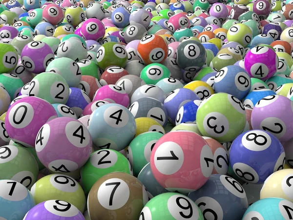 Lotteriekugeln stapeln sich mit Schärfentiefe. — Stockfoto