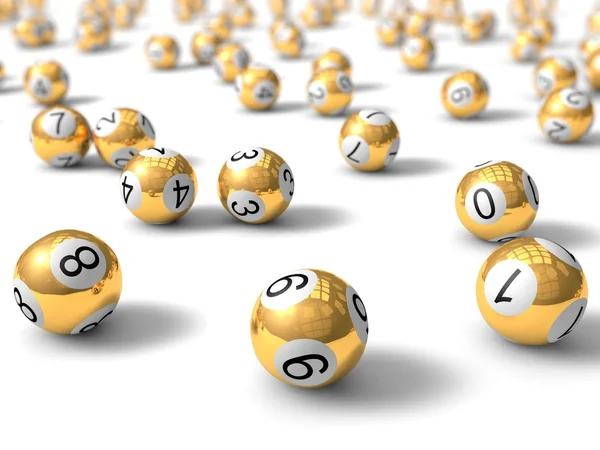 Golden lottery balls with depth of field — Stock Photo, Image