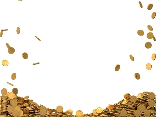Gouden munten met dollarteken afgerond. — Stockfoto