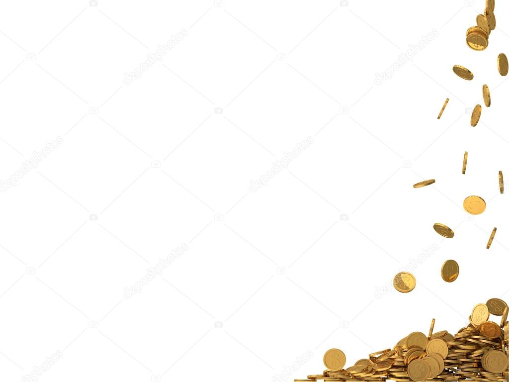 rounded golden coins with dollar symbol.