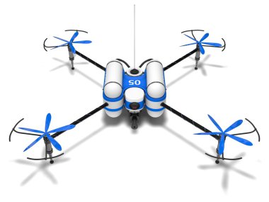 Polis dron. biber gazı ile silahlı. Önden Görünüm.