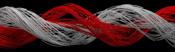 Torsion de fils de forme carrée. fils rouges et blancs . — Photo
