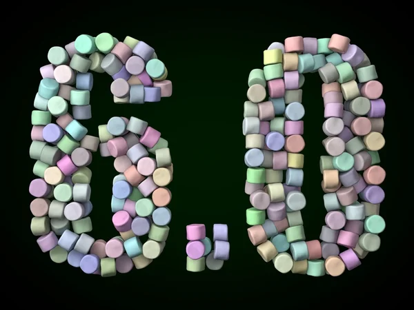 Marshmallow filled numbers. random colored version. — Stock Photo, Image