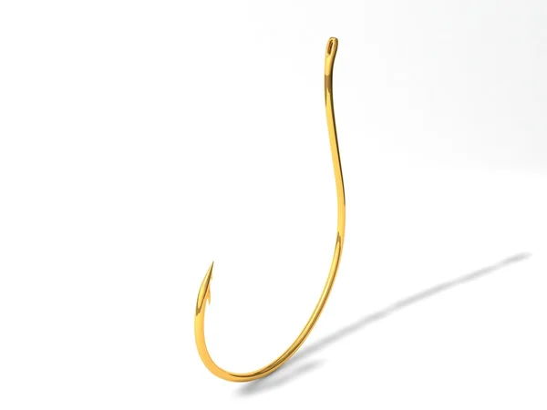 Empty golden fishing hook. — Stock Photo, Image