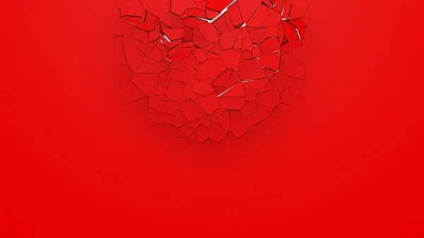 3d breaking wall background.red version. — Stock Photo, Image