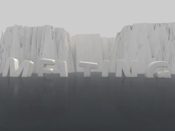 3D szöveg sarkvidéki jelenet szürke tónusok, és puha köd. — Stock Fotó