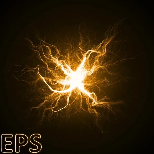 Moment of magical energy explosion. energy veins from center to — Stock Vector