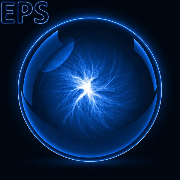 魔法能量球。从中心到外能量脉。蓝色 v — 图库矢量图片