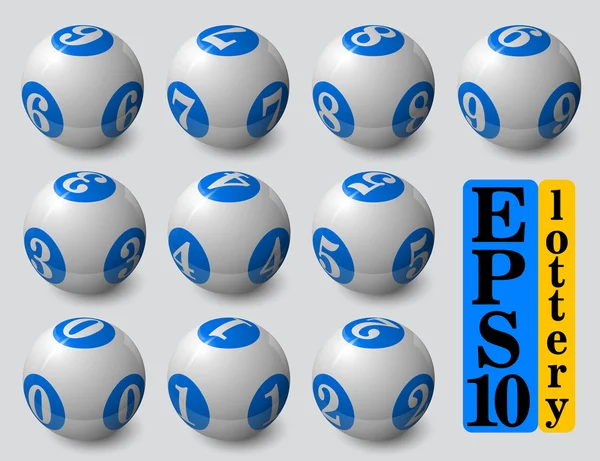 Bolas de loteria azul definido. com sombra suave e reflexão . — Vetor de Stock