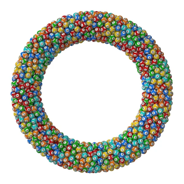 Lottery balls stack. thin torus formed stack version. — Stock Photo, Image