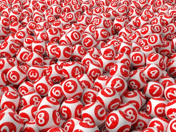 Vermelho bolas de loteria pilha — Fotografia de Stock