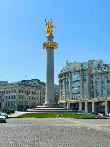 Tbilisi Georgië April 2021 Vrijheidsplein Hoofdstad Van Georgië Tbilisi — Stockfoto