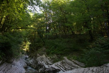 Rusya 'nın Soçi yakınlarındaki Psou Nehri' nin taş ocağı.