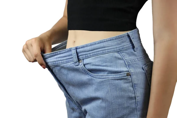 Schlanke Taille Einer Jungen Frau Mit Perfekt Gesundem Dünnem Körper — Stockfoto