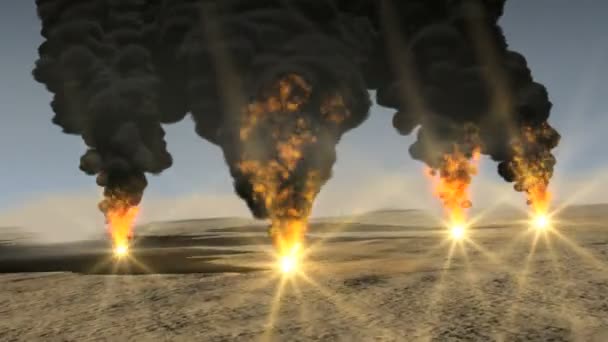 Ropné pole hořící 4k — Stock video