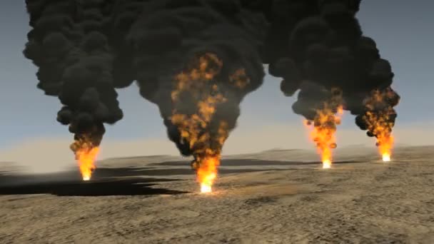 Oil Field burning 4k — Stock Video