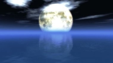 Deniz tarağı okyanus ve ay 4k