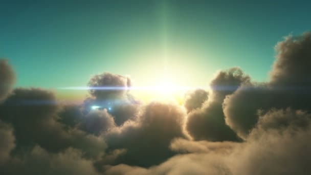 Fly over clouds in sunset 4k — Stock Video