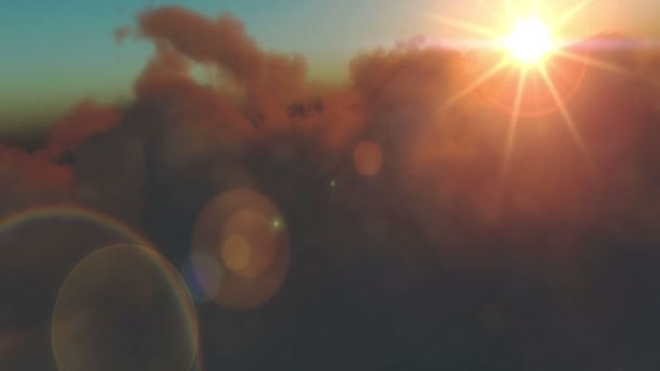 Fliegen über Wolken bei Sonnenuntergang 4k — Stockvideo