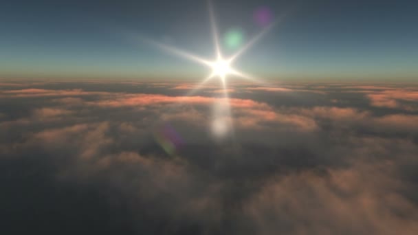 Voler au-dessus des nuages au coucher du soleil 4k — Video