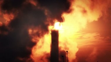 4 k güneş doğarken bacasından duman