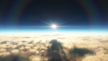 Günbatımı bulutlarının üzerinde uç