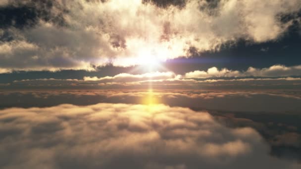 Πετούν πάνω από σύννεφα ηλιοβασίλεμα — Αρχείο Βίντεο