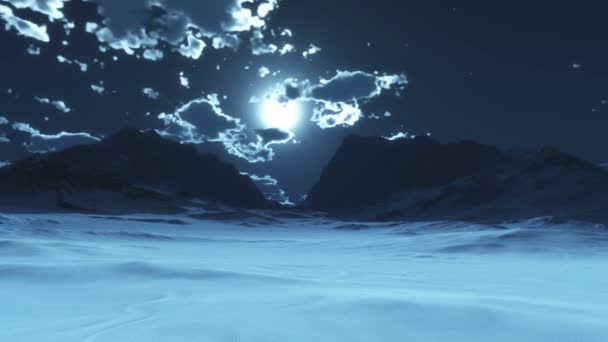 Snow mountain moon — Stockvideo