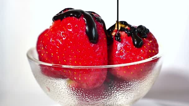 Fraises bruine de chocolat au ralenti — Video