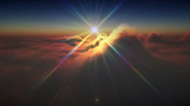 Заходу сонця промені високі хмари 4k — стокове відео
