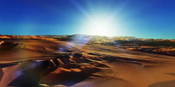 Dune Tramonto Sul Deserto Illustrazione Rendering — Foto Stock