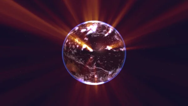 Parlak Detayları Işık Işınlarıyla Dolu Bir Toprak Küresi Illüstrasyon Oluşturucu — Stok fotoğraf