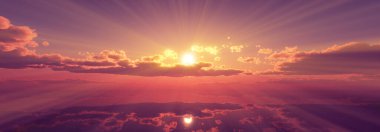 Gün batımı sakin deniz ışığı 3D çizim