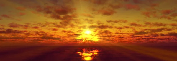 Sonnenuntergang Ruhig Meer Sonnenstrahl Render Illustration — Stockfoto