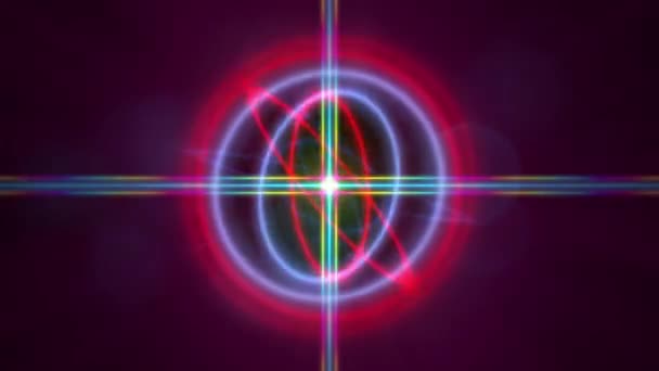 Átomo órbita raio luz abstrato 4k — Vídeo de Stock