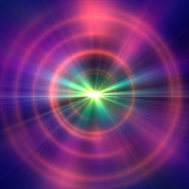 Işık halkalı yuvarlak beton tünel, soyut resimleme