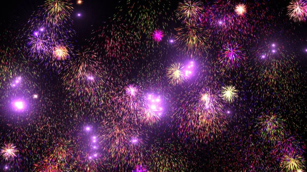 Fireworks Color Light Illustration Isolated Black Background — Stock Photo, Image