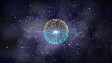 parçacık geometri gezegeni, soyut parçacıklar arkaplan, 3D görüntüleme