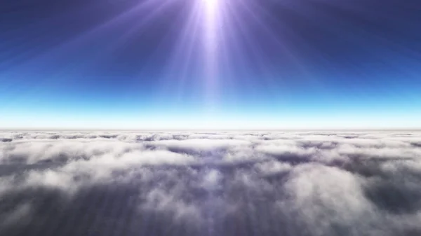 Над Облаками Солнечный Луч Рендеринг Иллюстрации — стоковое фото