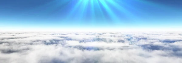 Arriba Nubes Rayo Sol Representación Ilustración — Foto de Stock