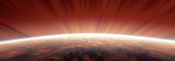 Схід Сонця Космічної Аурори Ілюстрація Рендеринга — стокове фото