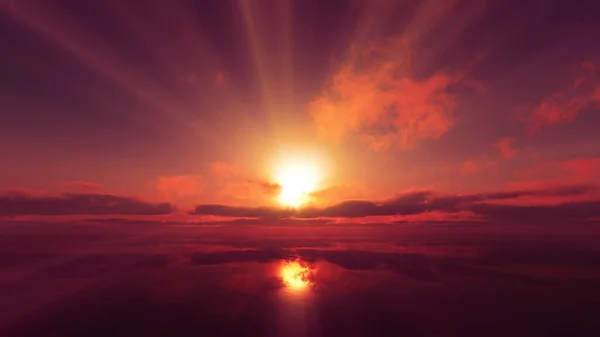 Sunset Calmly Sea Sun Ray Render Illustration — Stock Photo, Image