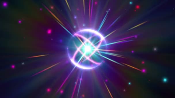 Átomo estrela luz raio pulso 4k — Vídeo de Stock