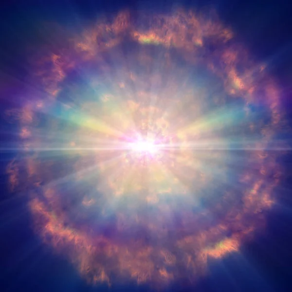 Uzayda ateş topu patlaması, soyut illüstrasyon