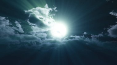 Gece vakti dolunay gökyüzü bulutu, 3 boyutlu resimleme