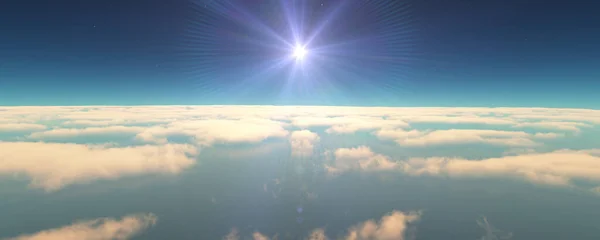 Volar Por Encima Las Nubes Puesta Del Sol Paisaje Ilustración —  Fotos de Stock