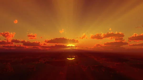 Sunset Calmly Sea Sun Ray Render Illustration — Stock Photo, Image
